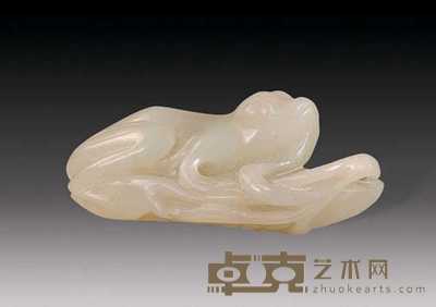 清 玉雕蛙坠 长6cm